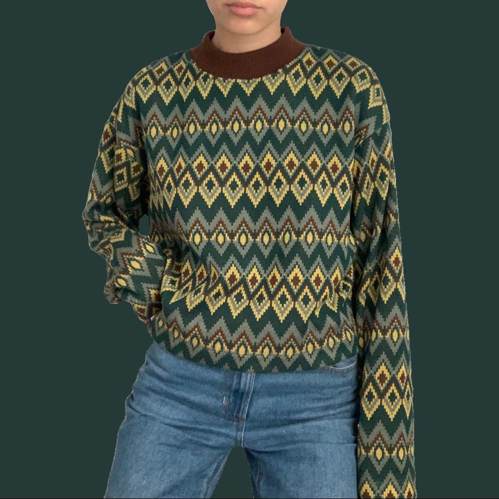 Zara zig zag sweater earth tones